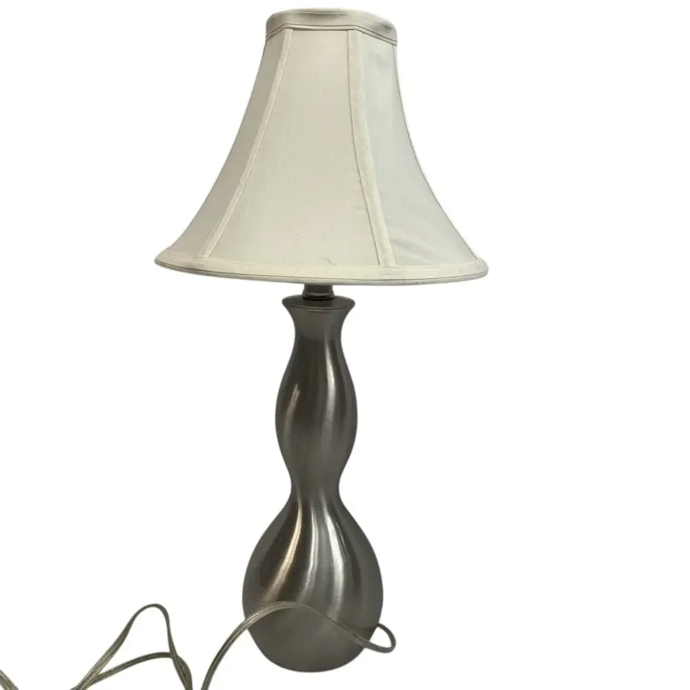 Brushed Nickel Table Lamp Modern Accent Light Fabric Shade